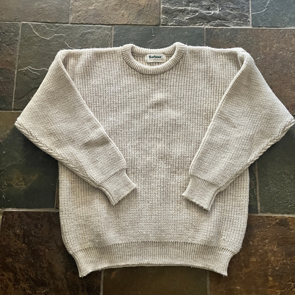 Barbour Men's Beige Crewneck Sweater